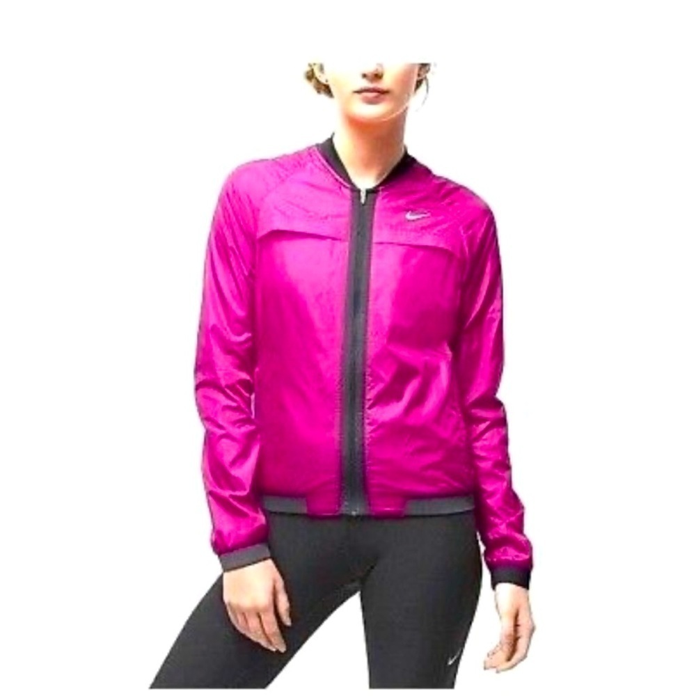 Nike Dry-Fit Running Windbreaker Lightweight Jacket Women's Medium Fuchsia